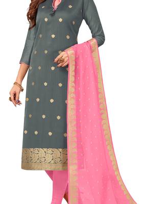 Grey Woven Banarasi Silk Salwar 3