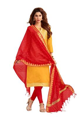 Yellow Woven  Art Silk Salwar 1