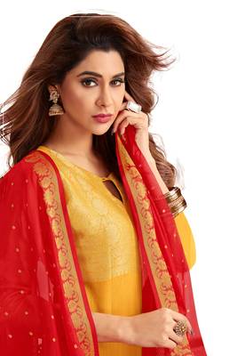 Yellow Woven  Art Silk Salwar 2