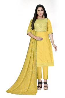 Yellow Lace Cotton Salwar