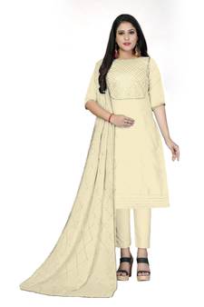 Beige Lace Cotton Salwar