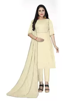 Beige Lace Cotton Salwar