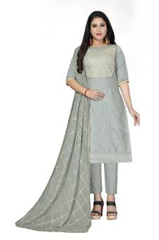 Grey Lace Cotton Salwar