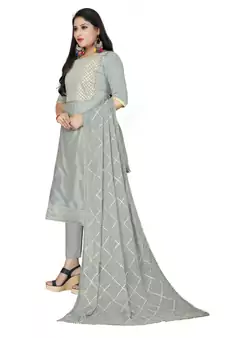Grey Lace Cotton Salwar