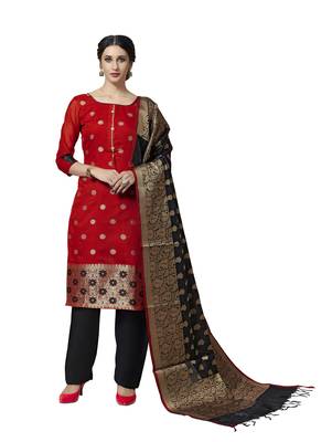 Red Woven Art Silk Salwar 1
