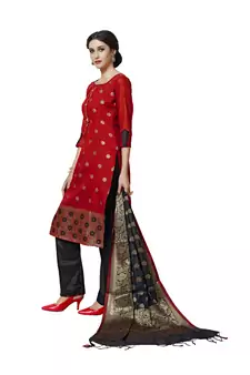 Red Woven Art Silk Salwar