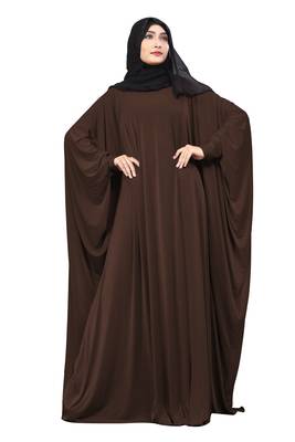 Justkartit Coffee Color Outdoor Wear Free Size Long Abaya With Chiffon Hijab For Women 1