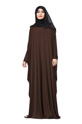 Justkartit Coffee Color Outdoor Wear Free Size Long Abaya With Chiffon Hijab For Women 2