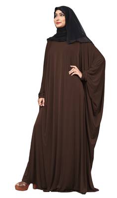 Justkartit Coffee Color Outdoor Wear Free Size Long Abaya With Chiffon Hijab For Women 3