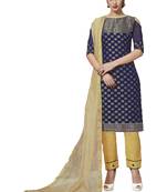Blue Woven Banarasi Silk Salwar