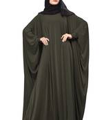 Justkartit Olive Color Party Wear Plain Free Size Lycra Abaya With Chiffon Hijab For Women