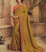 pear embroidered silk blend saree with blouse