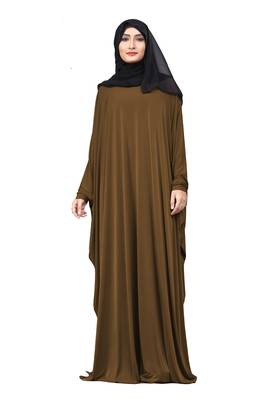 Justkartit Rust Color Occasion Wear Plain Free Size Lycra Abaya With Chiffon Hijab For Women 2