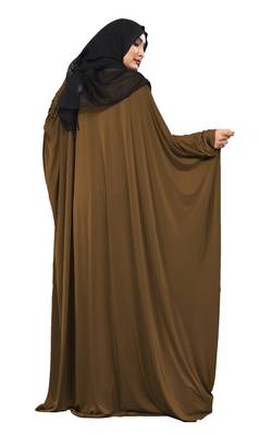 Justkartit Rust Color Occasion Wear Plain Free Size Lycra Abaya With Chiffon Hijab For Women 4
