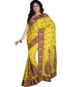 Gold Embroidered Pure Silk Saree With Blouse