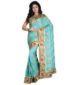 Green Embroidered Pure Silk Saree With Blouse