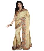 Gold Embroidered Pure Silk Saree With Blouse