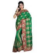 Green Embroidered Pure Silk Saree With Blouse