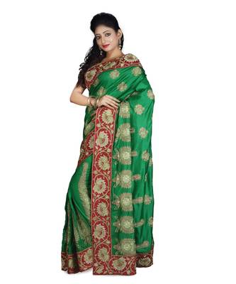 Green Embroidered Pure Silk Saree With Blouse 2