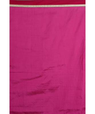 Magenta Embroidered Raw Silk Saree With Blouse 3