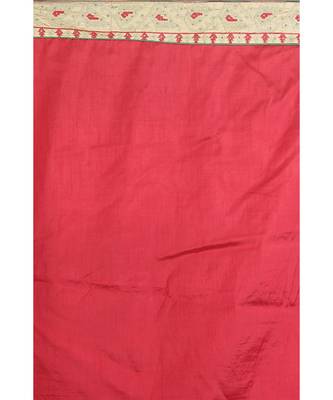 Red Embroidered Raw Silk Saree With Blouse 3