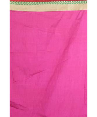 Magenta Embroidered Raw Silk Saree With Blouse 3