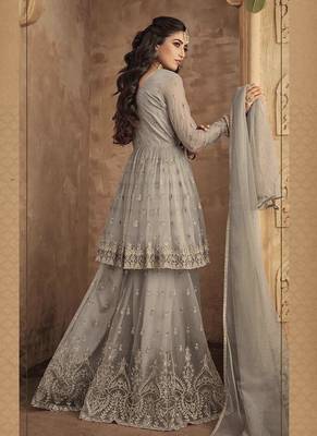 Grey embroidered net salwar 1