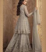 Grey embroidered net salwar
