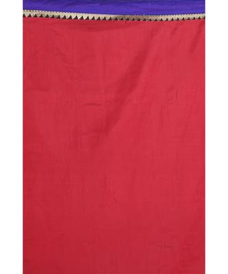 Red Embroidered Raw Silk Saree With Blouse 3