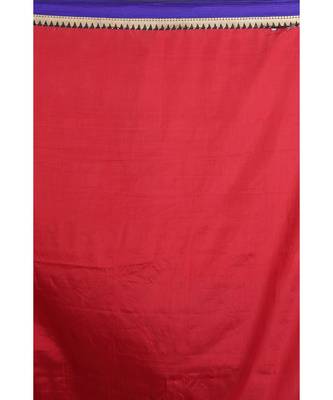 Red Embroidered Raw Silk Saree With Blouse 3