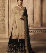 Beige embroidered satin salwar