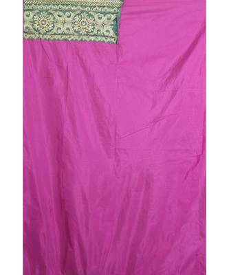 Magenta Embroidered Raw Silk Saree With Blouse 3