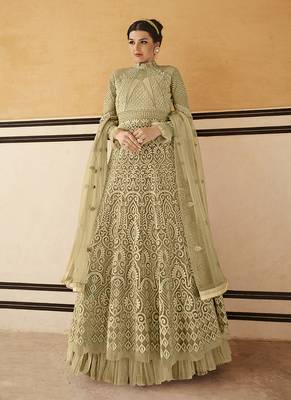 Light-green embroidered net salwar 1