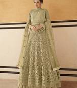 Light-green embroidered net salwar
