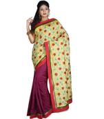 Gold Embroidered Raw Silk Saree With Blouse