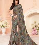Multicolor printed georgette saree with blouse