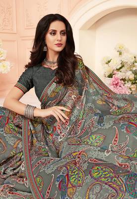 Multicolor printed georgette saree with blouse 2