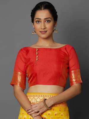 Yellow woven cotton silk saree with blouse 2