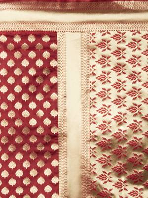 Maroon woven cotton silk saree with blouse 5