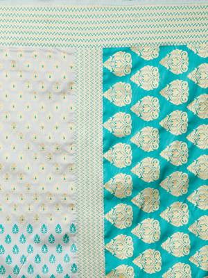 Off white woven cotton silk saree with blouse 5