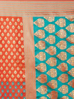 Orange woven cotton silk saree with blouse 5