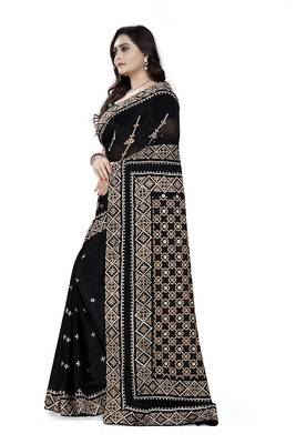 Black Embroidered Georgette Saree With Blouse 2