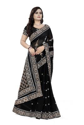 Black Embroidered Georgette Saree With Blouse 3