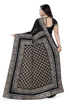 Black Embroidered Georgette Saree With Blouse 4