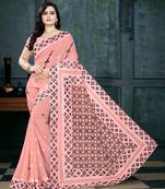 Pink Embroidered Georgette Saree With Blouse