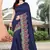 Blue Embroidered Poly Silk Saree With Blouse