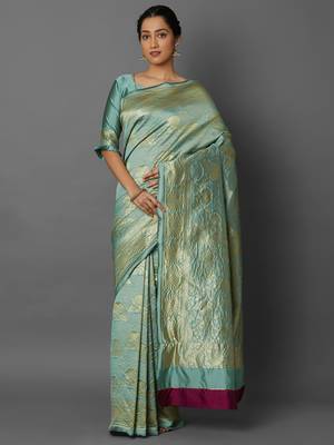 Silver  woven cotton silk saree with blouse 1