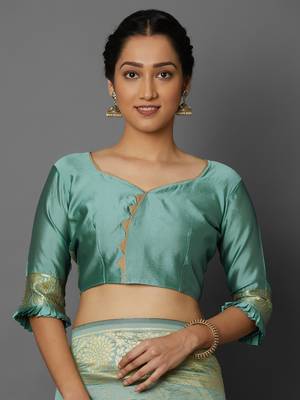Silver  woven cotton silk saree with blouse 2