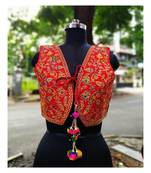 Red Coloured Based Foil Mirror Worked Kutch Embroidered Velvet Designer Jacket