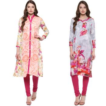 multicoloured  combo of crepe floral print kurtis 1